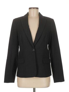 Calvin Klein sz 8 Black One-Button Slit on Sleeves Blazer Jacket business office